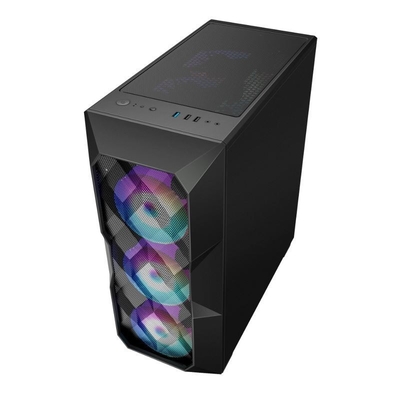Airflow ARGB Computer Case Airflow ATX Mid-Tower with Polygonal Mesh Front Panel which support three 12cm ARGB Lighting