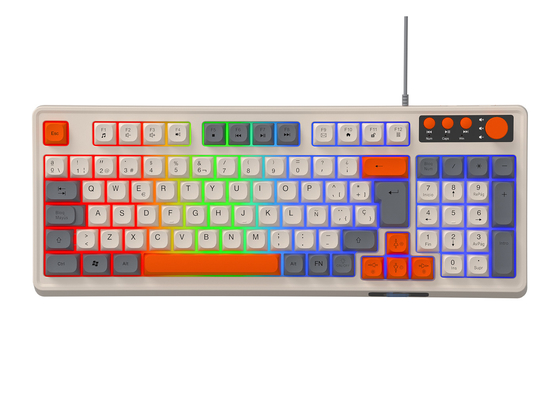 94+4 Pcs Multimedia Keys Led Rainbow Backlit Multimedia Gaming Keyboard For Gaming