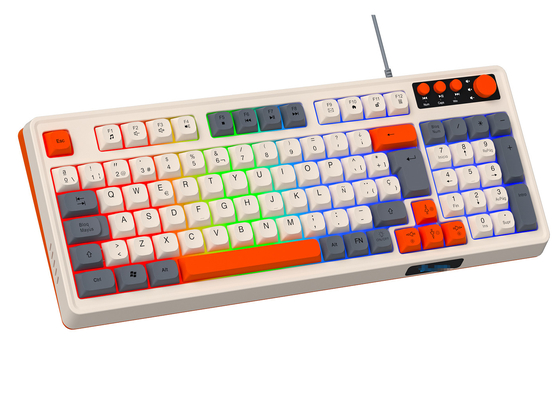 94+4 Pcs Multimedia Keys Led Rainbow Backlit Multimedia Gaming Keyboard For Gaming