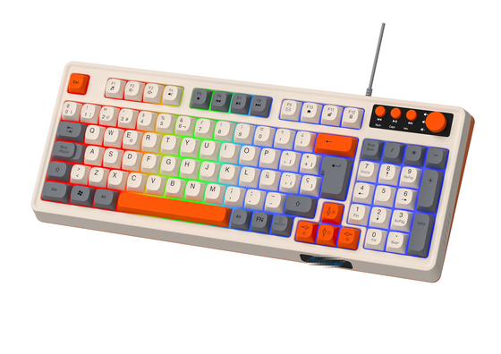 94+4 Pcs Multimedia Keys Led Rainbow Backlit Multimedia Gaming Keyboard For Gaming