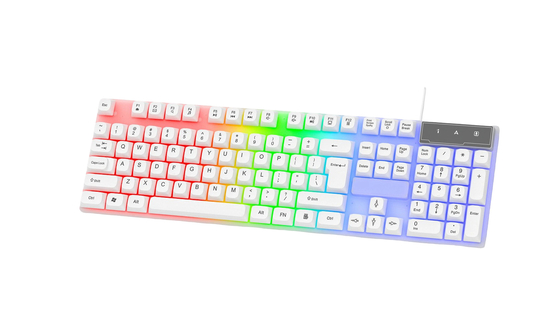 104 Keys Full-size Gaming Keyboard easy To Carry  Cool LED Rainbow Backlight All FN+F1-F12 Keys
