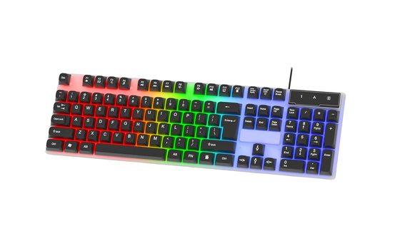 104 Keys Full-size Gaming Keyboard easy To Carry  Cool LED Rainbow Backlight All FN+F1-F12 Keys