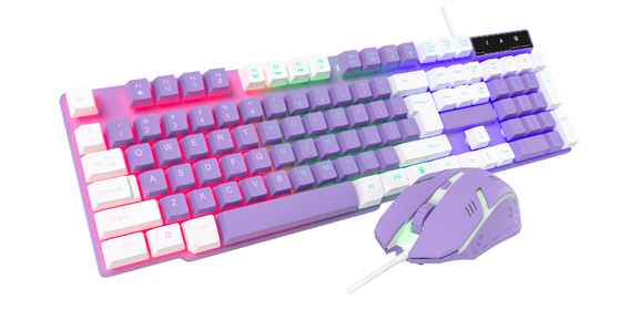 Compact And Portable Featuring Rainbow Static Lighting And High end Carbon Film 2-in-1 Keyboard And Mouse for Gamers Creatives