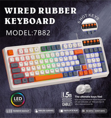 Specially Tuned Reinforced Silicone Keycaps Rubber Keyboard With 94+5 Multimedia Keys Over 10 Million Keystroke Lifespan