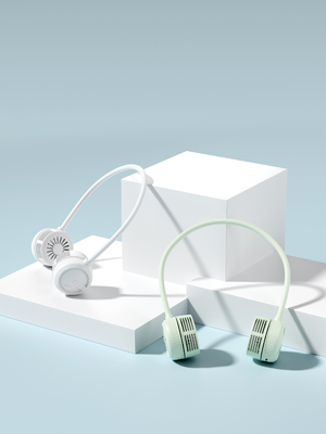 Soft Wind In Three Levels 360-degree Airflow Universal Hose 1000mAh Battery TYPE-C Charging Portable Fans In White And Mint Green