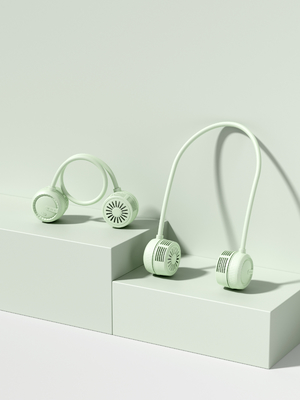 Soft Wind In Three Levels 360-degree Airflow Universal Hose 1000mAh Battery TYPE-C Charging Portable Fans In White And Mint Green