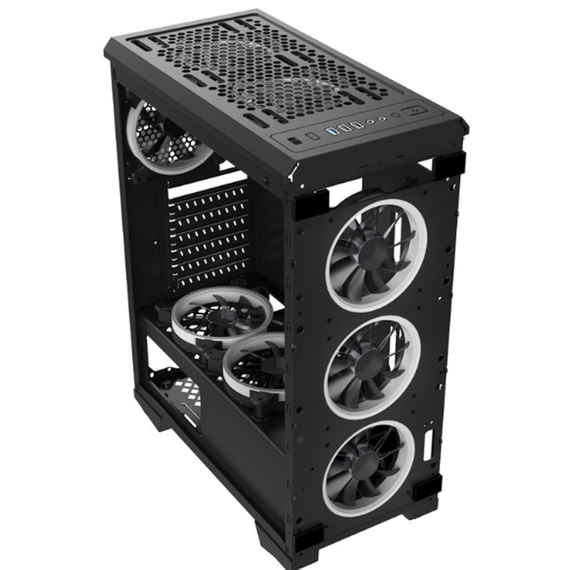 Fan du cas RVB de jeu de caisse d'ordinateur de bureau avec le cas en verre de Front Iron Net Panel ATX de panneau
