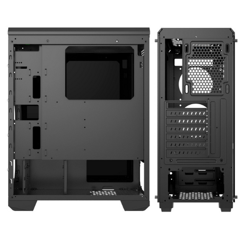Fan du cas RVB de jeu de caisse d'ordinateur de bureau avec le cas en verre de Front Iron Net Panel ATX de panneau