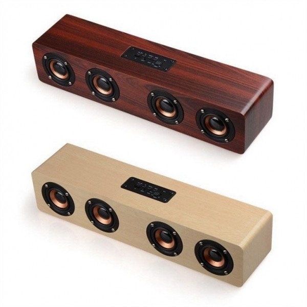 4000mah En Bois Bluetooth Sans Fil HIFI Haut-Parleur Portable Musique SoundBar AUX Mains Libres pour TV