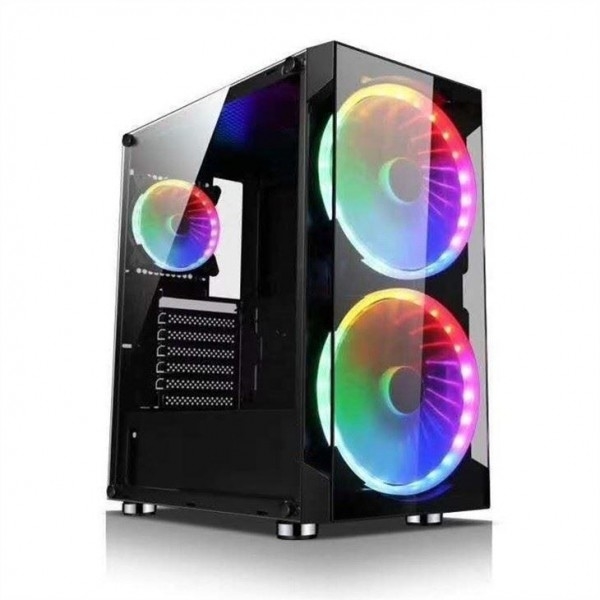 Premium Gaming Cpu Cabinet Glass ATX RGB PC Case 20cm Fans