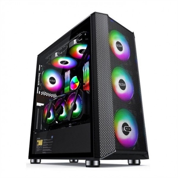 Boîtier d'ordinateur avec filtre anti-poussière de conception magnétique prend en charge 6 ventilateurs ATX mi-tour boîtier de jeu PC panneau latéral en verre gestion des câbles
