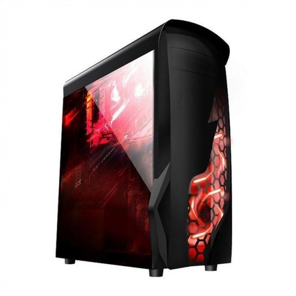 ETEK Airflow ATX Tour centrale avec panneau avant creux et transparent Panneau côté gauche acrylique complet