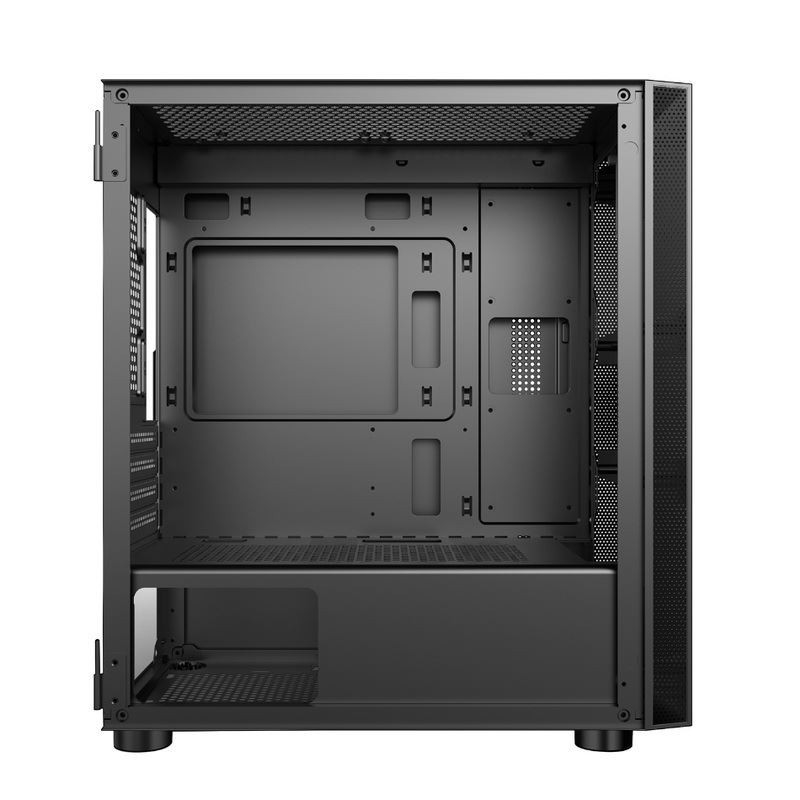 Étui pour ordinateur ETEK - Design frais et propre, panneau avant en acier à estampage intégré, portes pivotantes à charnière en verre trempé