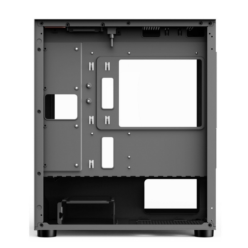 Étui pour ordinateur ETEK - Design frais et propre, panneau avant en acier à estampage intégré, portes pivotantes à charnière en verre trempé