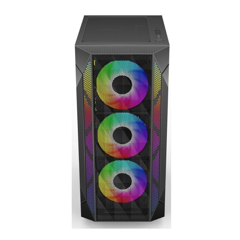 ETEK - ATX/Matx Casse d'ordinateur Panneau de verre trempé sur la surface de la maille pressée sur le côté Panneau avant support Radiateur refroidi à l'eau