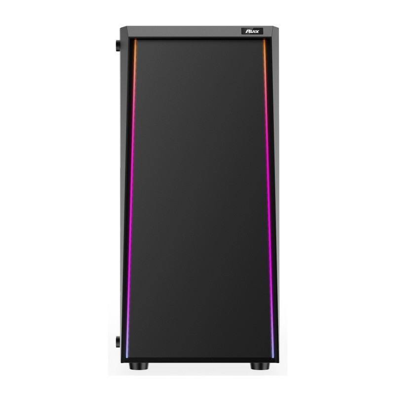 ETEK - Étui pour ordinateur de bureau bande LED ARGB sur le panneau avant, verre trempé sur le panneau latéral Panneau d'entrée/sortie supérieur