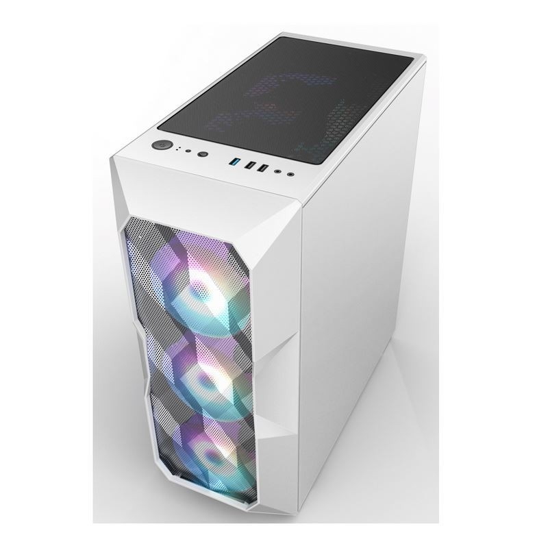 Mi-tour du flux d'air ATX de caisse d'ordinateur du flux d'air ARGB avec Mesh Front Panel polygonal qui éclairage de soutien trois 12cm ARGB
