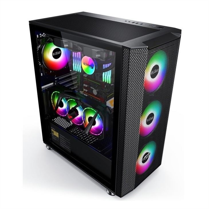 Boîtier d'ordinateur avec filtre anti-poussière de conception magnétique prend en charge 6 ventilateurs ATX mi-tour boîtier de jeu PC panneau latéral en verre gestion des câbles