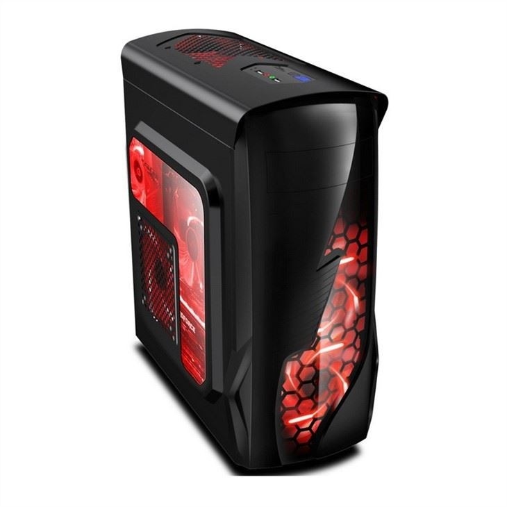 ETEK Airflow ATX Tour centrale avec panneau avant creux et transparent Panneau côté gauche acrylique complet