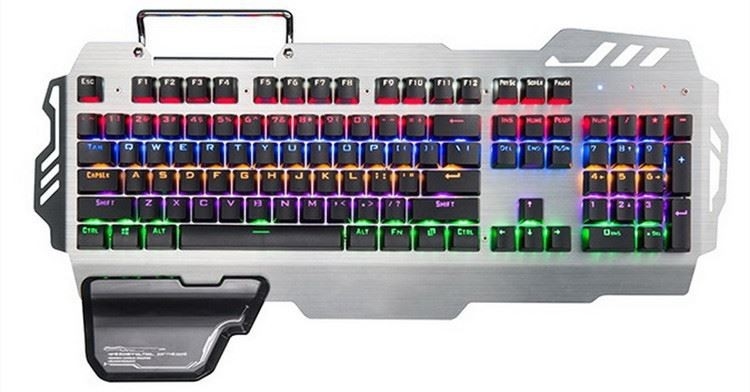 Clavier mécanique de jeu câblé avec un support pour téléphone portable et support carpien