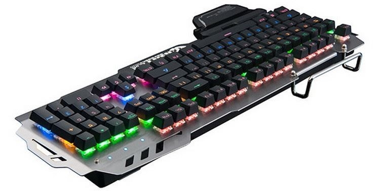 Clavier mécanique de jeu câblé avec un support pour téléphone portable et support carpien