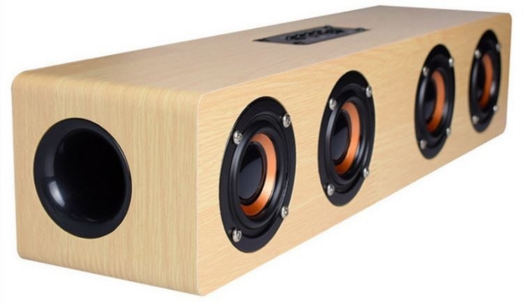 4000mah En Bois Bluetooth Sans Fil HIFI Haut-Parleur Portable Musique SoundBar AUX Mains Libres pour TV