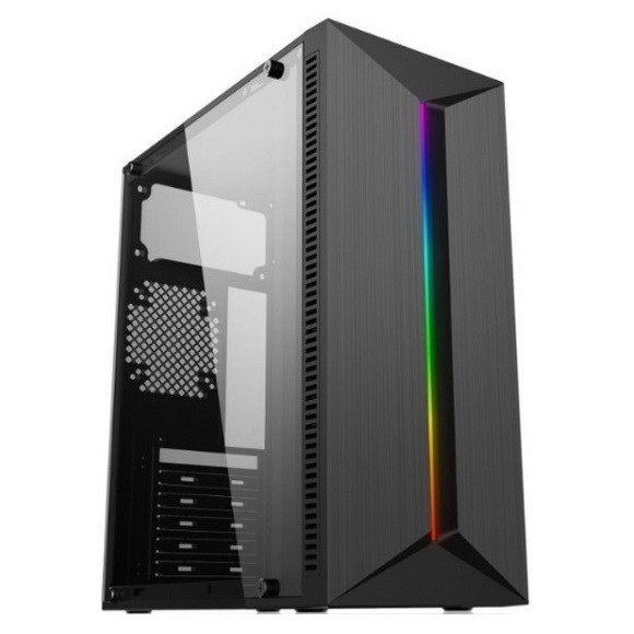 Panneau avant d'ABS du panneau ATX d'ordinateur du Cabinet RVB de jeu de PC de caisse de châssis acrylique de noir avec la bande de lumière de RVB