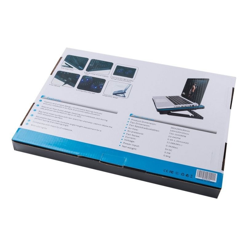 ETEK Pad de refroidissement d'ordinateur portable Carnet d'ordinateur portable plateau de refroidissement d'ordinateur portable extérieur Refroidisseur d'ordinateur portable de grande taille mais silencieux