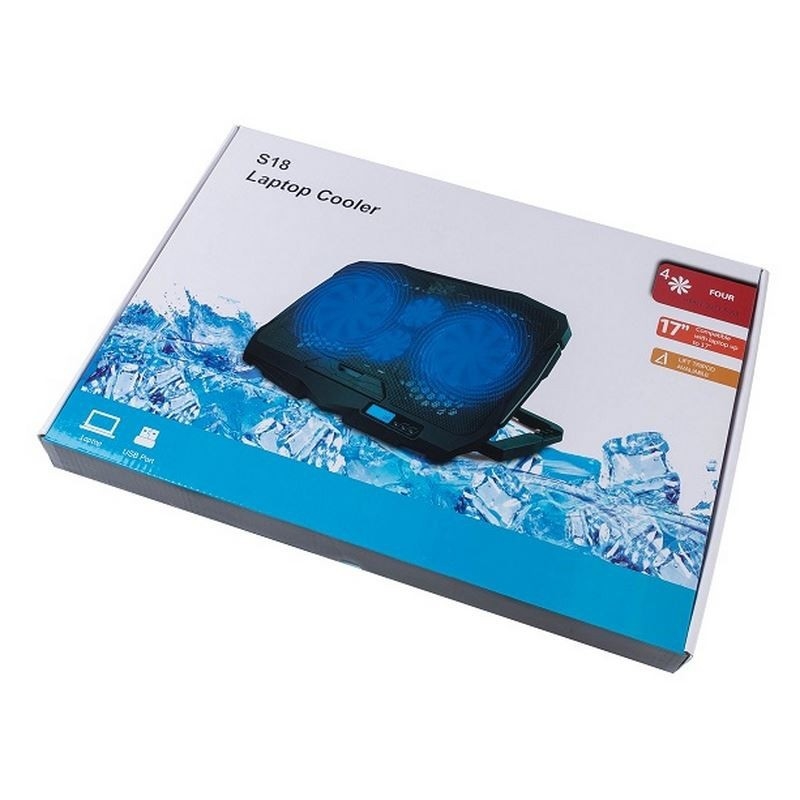 ETEK - Refroidisseur d'ordinateur portable avec écran d'information 4 ventilateurs 17 pouces pour ordinateur portable grand écran refroidissement externe