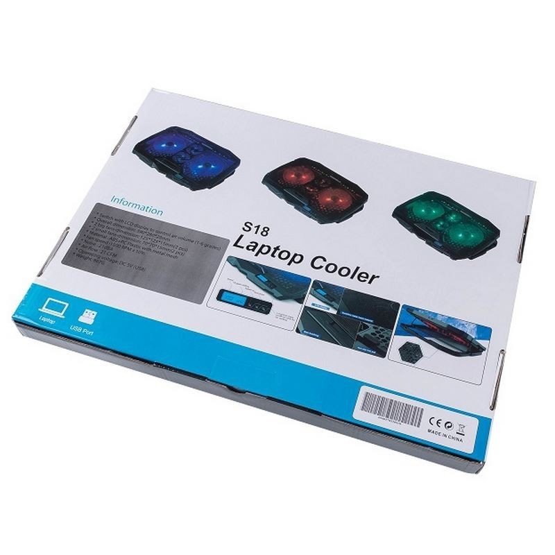 ETEK - Refroidisseur d'ordinateur portable avec écran d'information 4 ventilateurs 17 pouces pour ordinateur portable grand écran refroidissement externe