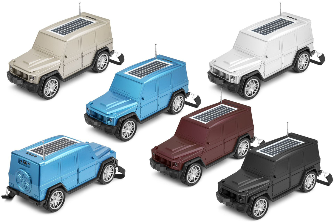 Le haut-parleur Bluetooth classique en forme de voiture combine une lampe de poche solaire et des fonctions radio pour les voyages à domicile en plein air