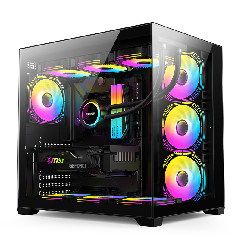 Casque d'ordinateur à châssis moderne avec bonne ventilation, espace intérieur spacieux, refroidissement efficace pour les jeux et les PC hautes performances