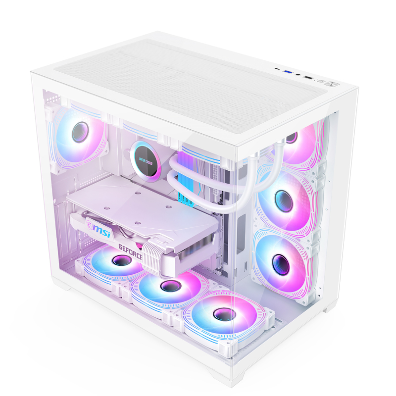 Casque d'ordinateur à châssis moderne avec bonne ventilation, espace intérieur spacieux, refroidissement efficace pour les jeux et les PC hautes performances