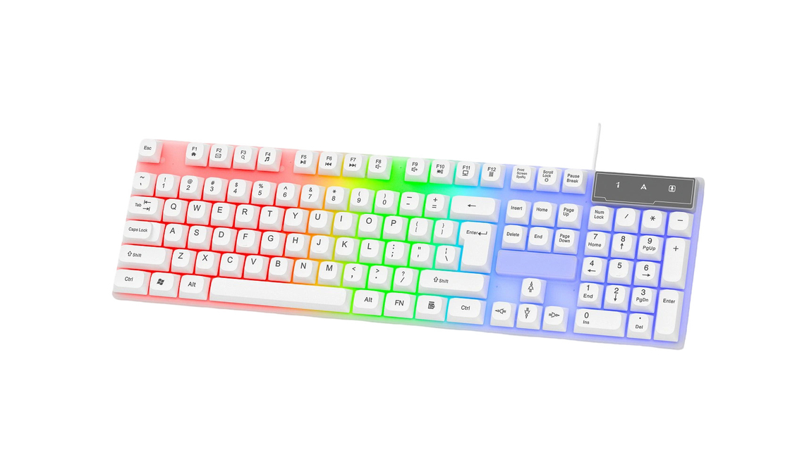 104 Keys Full-size Gaming Keyboard easy To Carry  Cool LED Rainbow Backlight All FN+F1-F12 Keys