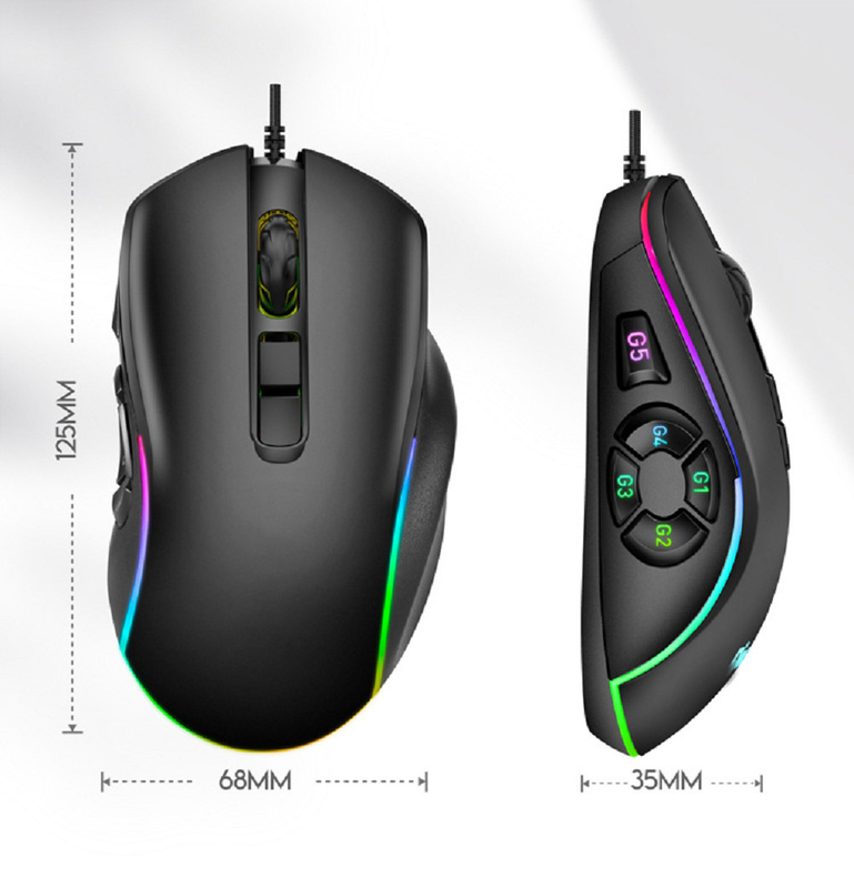 12800 DPI 10 touches programmables Souris 12 modes d'éclairage compatibles avec plusieurs systèmes Pour les joueurs professionnels, etc.