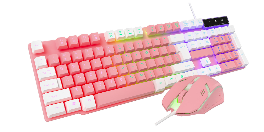 Compact et portable avec éclairage arc-en-ciel statique et film de carbone haut de gamme clavier et souris 2 en 1 pour les joueurs créatifs
