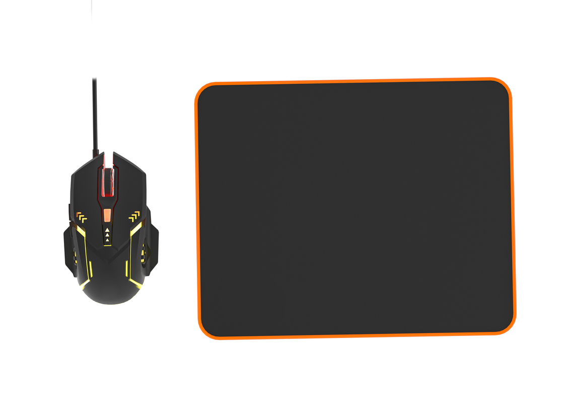 Éclairage statique de couleur arc-en-ciel Clavier à film de carbone haut de gamme 6D Souris de jeu filaire avec ergonomie Pad de souris confortable