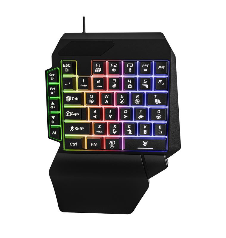 Clavier de jeu à 40 touches pour une seule main Conception compacte pour les joueurs FPS et RTS