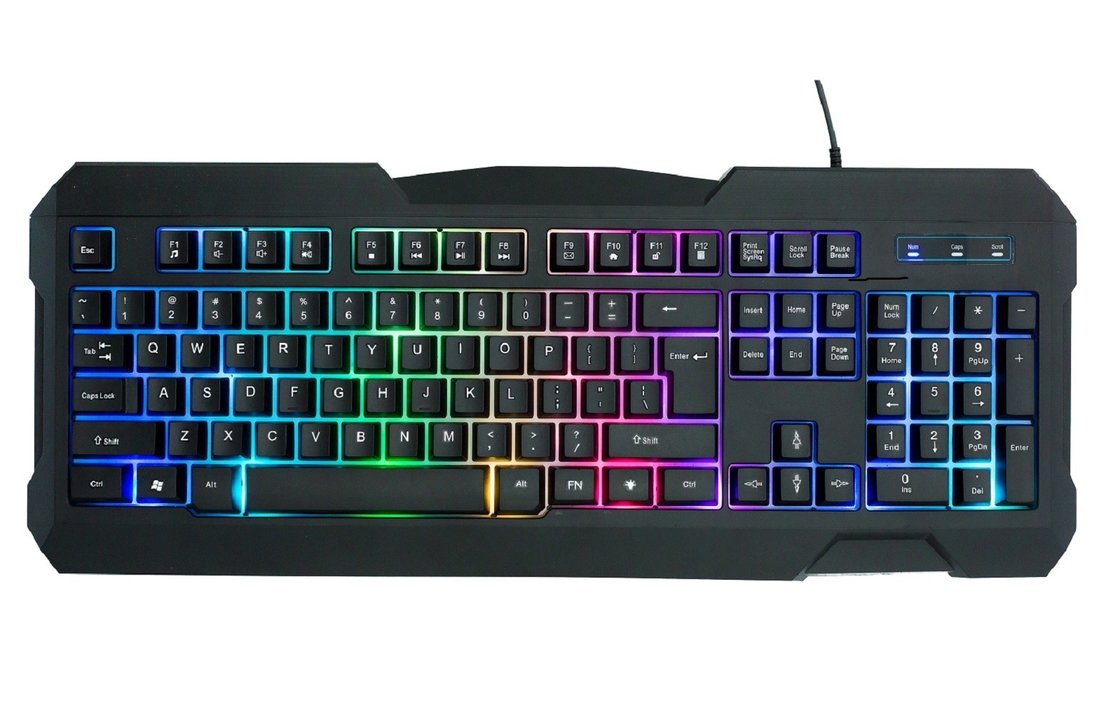 Rainbow Colored Design Gaming Keyboard With 104 Keys A2.8-meter Connecting Cable For Gamers Office Professionals