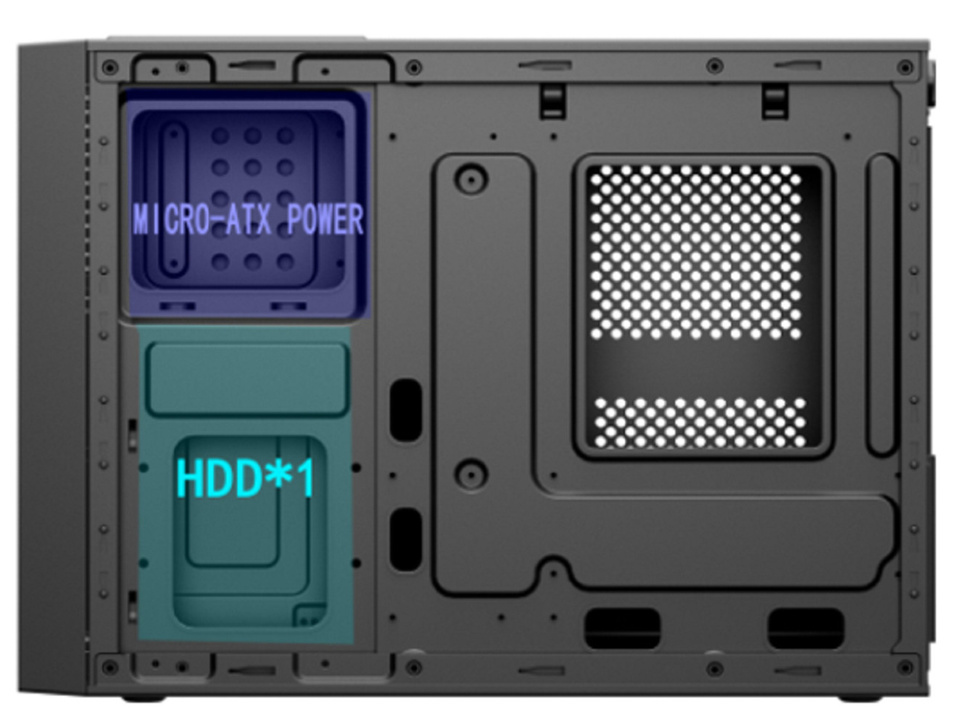Casse d'ordinateur prend en charge Micro ATX et ITX doté d'un stockage solide Évolutivité Diverses interfaces frontales ventilateur de 8 cm pour le refroidissement