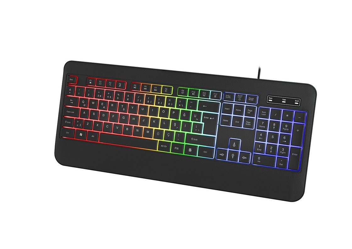 RGB rétroéclairage en mode lumière non respirante clavier avec film en fibre de carbone pour les joueurs passionnés de technologie