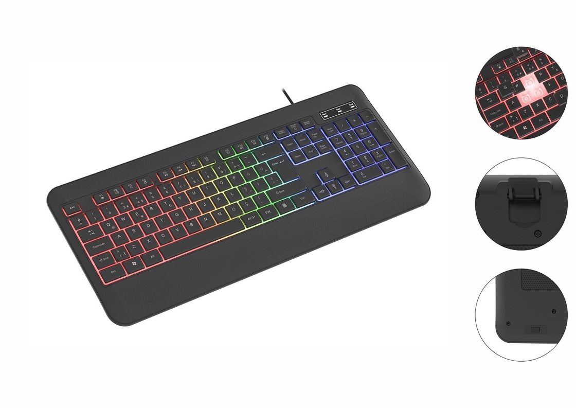 RGB rétroéclairage en mode lumière non respirante clavier avec film en fibre de carbone pour les joueurs passionnés de technologie