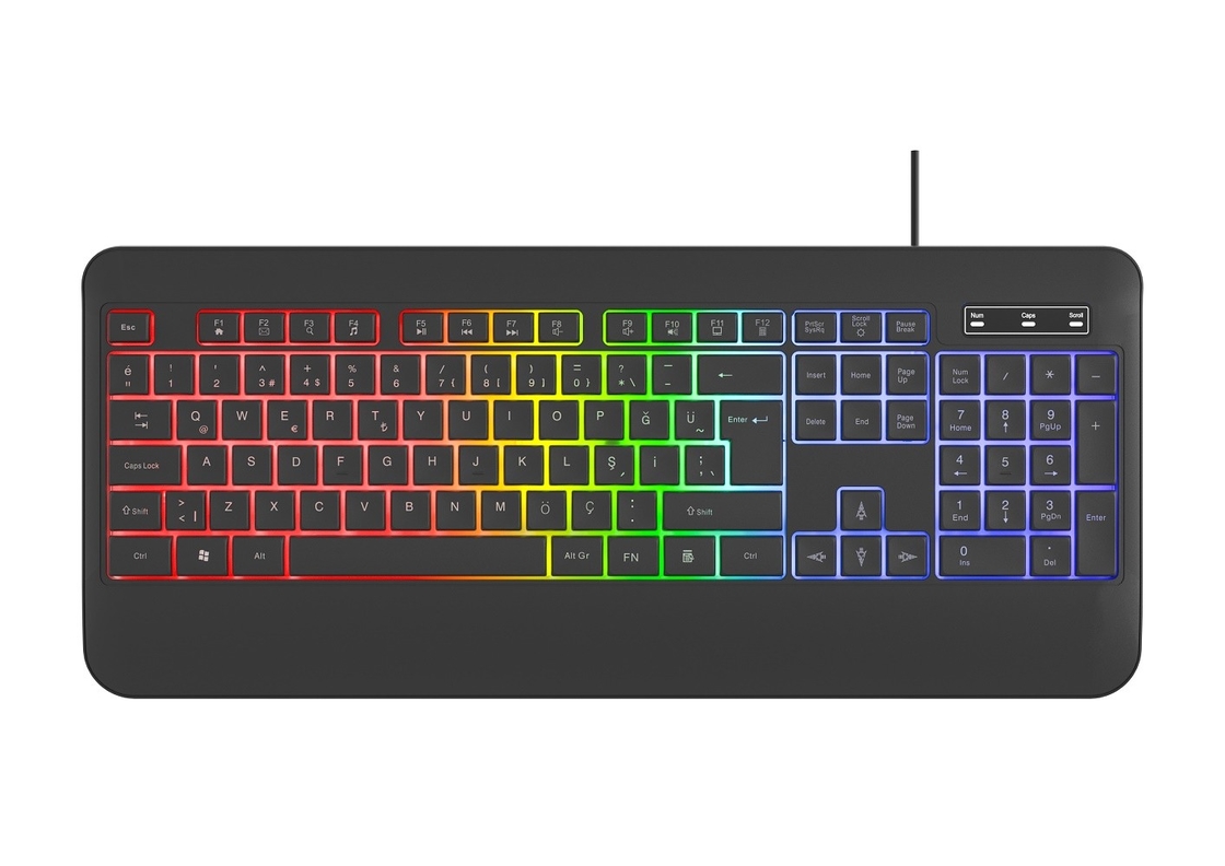 RGB rétroéclairage en mode lumière non respirante clavier avec film en fibre de carbone pour les joueurs passionnés de technologie