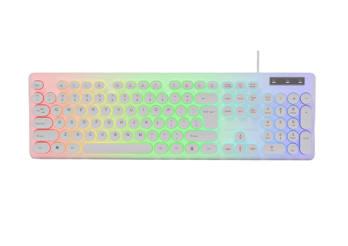 Claviers à rétroéclairage arc-en-ciel légers Combo de souris avec effet respiratoire Personnalisable Touches FN + F1-F12 Pour les joueurs Utilisateurs de bureau Étudiants