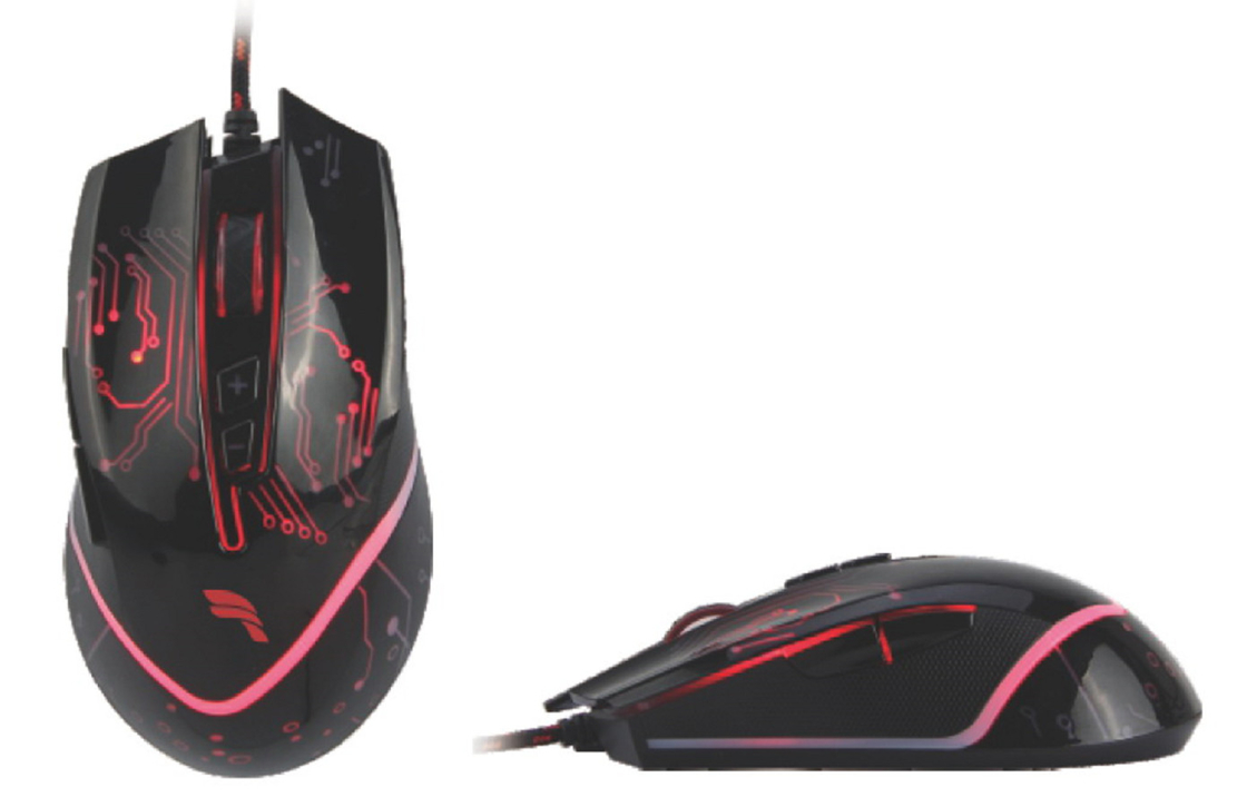 Souris à bouton 6D avec câble tressé USB Conception noire classique Compatible avec plusieurs systèmes.