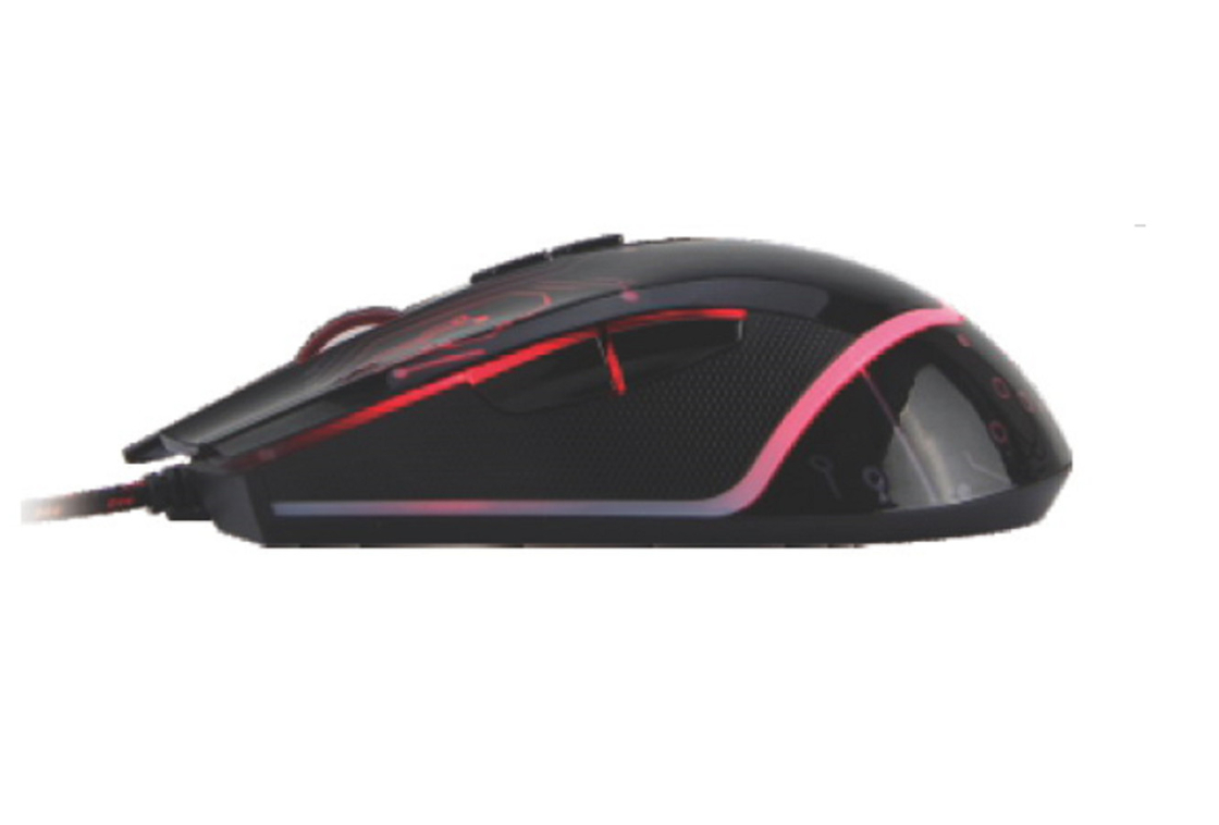 Souris à bouton 6D avec câble tressé USB Conception noire classique Compatible avec plusieurs systèmes.