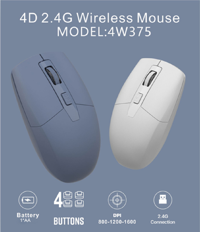 4D, connexion 2.4G, 800-1600 DPI, 4 boutons,interface Type-C. Idéal pour les employés de bureau, les joueurs et les utilisateurs axés sur l'efficacité.