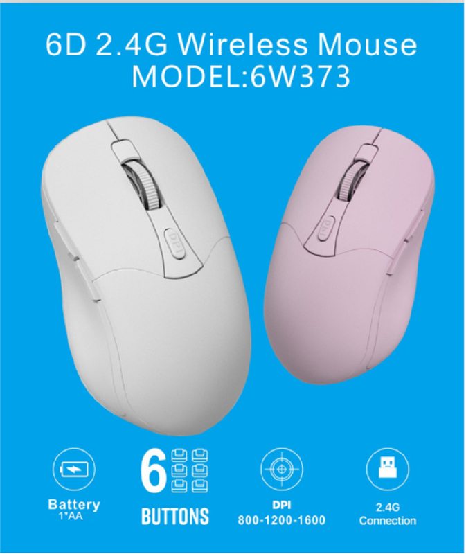6D, connexion 2.4G, 800-1200-1600 DPI, 1*batterie AA, interface Type-C, 6 boutons. Idéal pour les employés de bureau, les joueurs