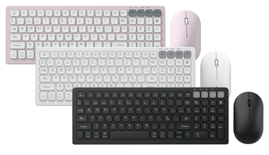 Clavier et souris ergonomique à deux avec batterie de 500 mAh Bluetooth 3.0/2.4G Connectivité sans fil 1200 DPI