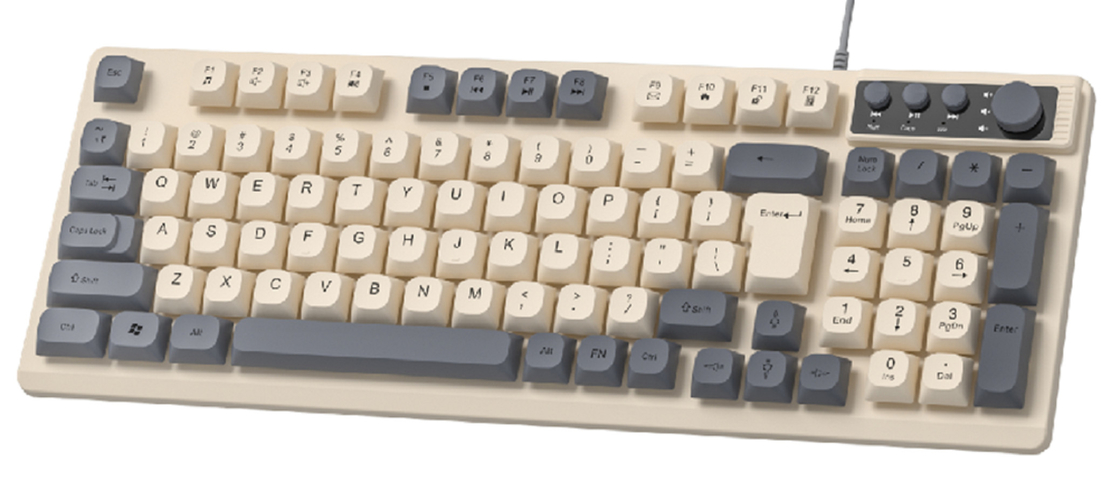 94 + 4 touches Conception compacte Prend en charge les raccourcis FN + F1-F12 USB Plug-and-play Léger pour les employés de bureau